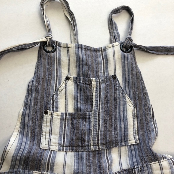 Free People Linen Striped Overall Shorts - Picture 3 of 11